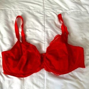 Bright red full lace 34G bra